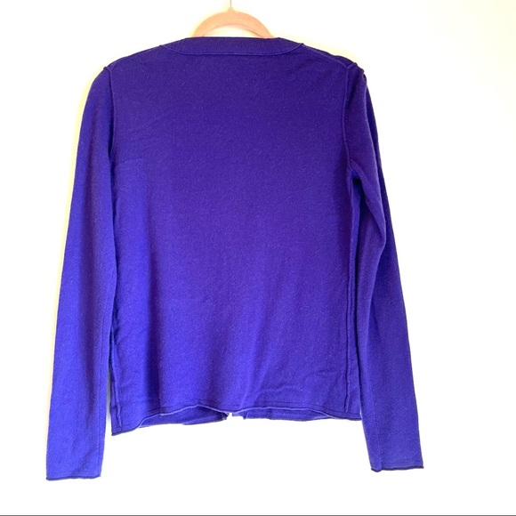 100% Cashmere Purple Cardigan quiet-luxury soft-luxe office-chic - Picture 2 of 4